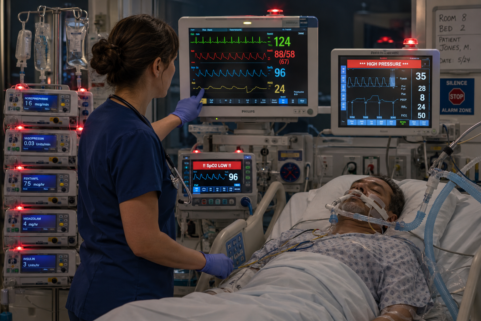 Side by side comparison of alarm fatigue environments in an ICU versus a general hospital ward