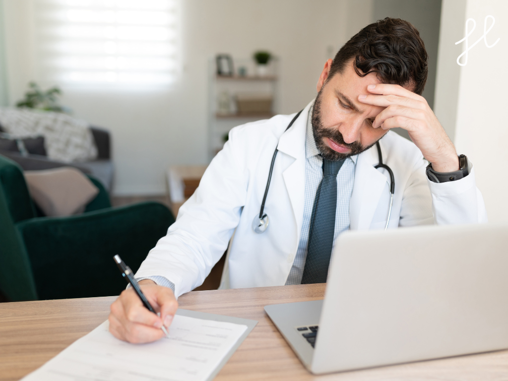 Illustration of a healthcare workplace stressor and the physiological stress response it triggers